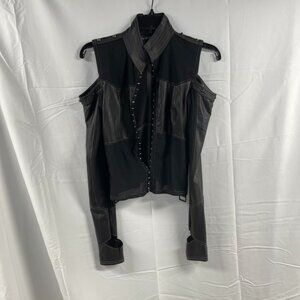 RARE LIP SERVICE Vice Vintage Mesh and Coated Top with Stud Details Sz M